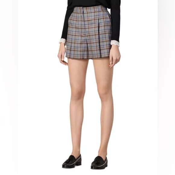 Rachel Rachel Roy Pleated Plaid Mini Shorts Size 10 - Picture 1 of 11